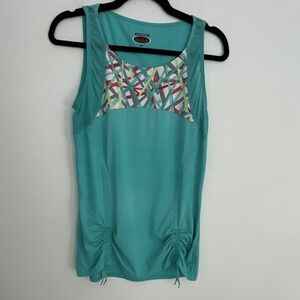 Bollé‎ High Performance Women's Turquoise Geometric Scoop Neck Tank Top L Golf